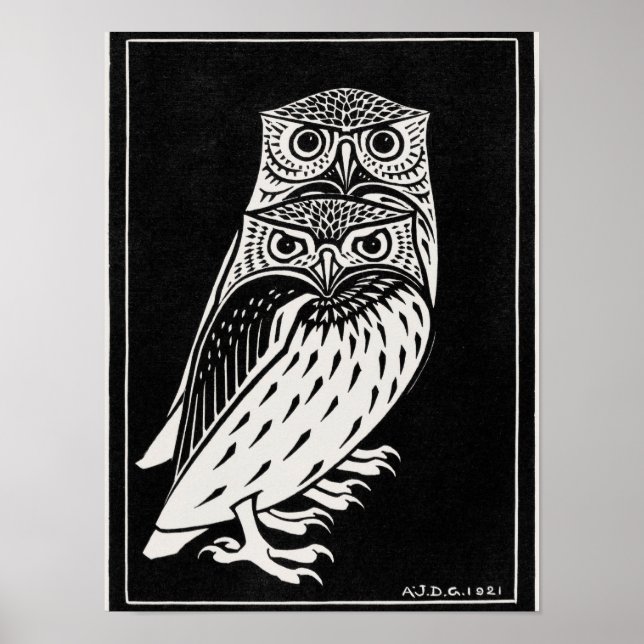 Poster Two Owls by Julie de Graag, (Frente)