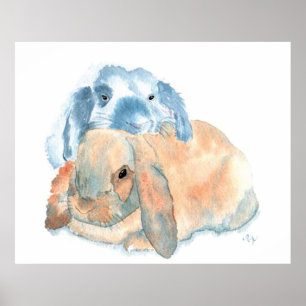 Poster Two Rabbits Print