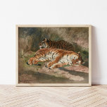 Poster Two Recumbent Tigers | Rosa Bonheur<br><div class="desc">Two Recumbent Tigers (1887) | Rosa Bonheur’s Two Recumbent Tigers is a tranquil and majestic painting portraying two tigers resting peacefully in a grassy landscape. The artist’s meticulous attention to detail brings the tigers’ striped fur and muscular forms to life, while the natural setting enhances the serene mood of the...</div>