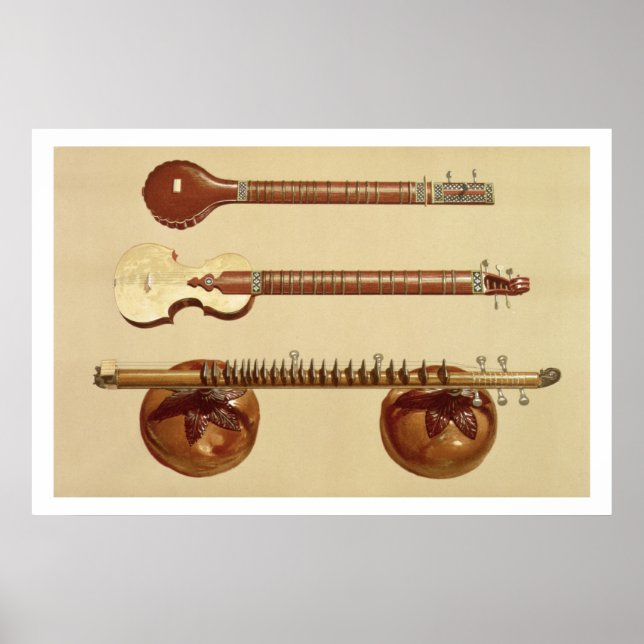 Poster Two sitars and a rudra vina, Indian, from 'Musical (Frente)