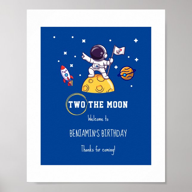 Poster Two The Moon second birthday kids Party (Frente)