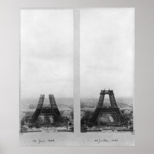 Poster Two views of the construction of the Eiffel