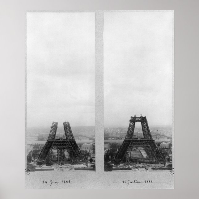 Poster Two views of the construction of the Eiffel (Frente)