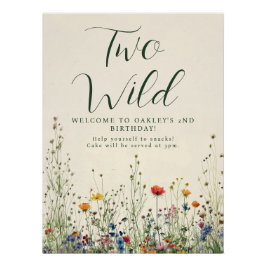 Pôster Two Wild Birthday - Boho Cream Wildflower Poster