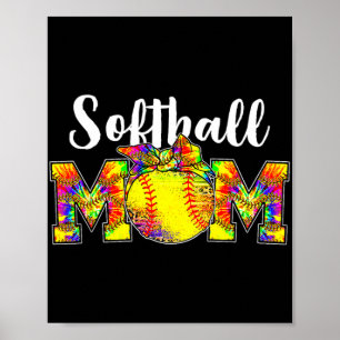 Poster Tye Softball Mãe Tee Softball Game Day Vibes Mothe