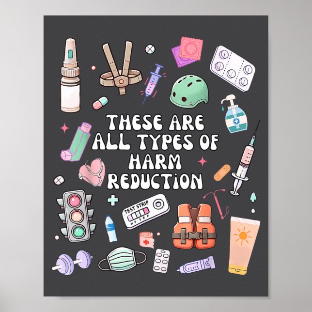 Poster Types Of Harm Reduction Overdose Awareness Social  (Frente)