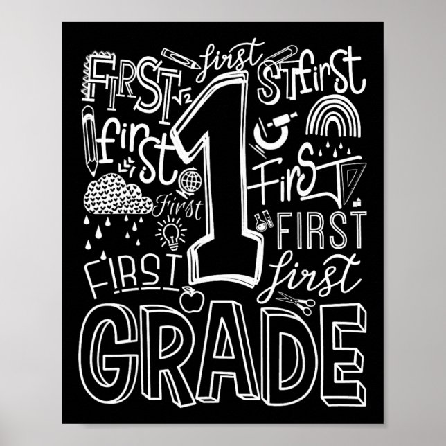 Poster Typography 1st Grade Team Student Teacher  (Frente)