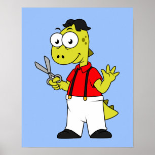 Poster Tyrannosaurus Rex Barber Com Tesoura.