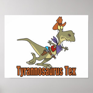Pôster Tyrannosaurus rex tex cowboy dinossauro