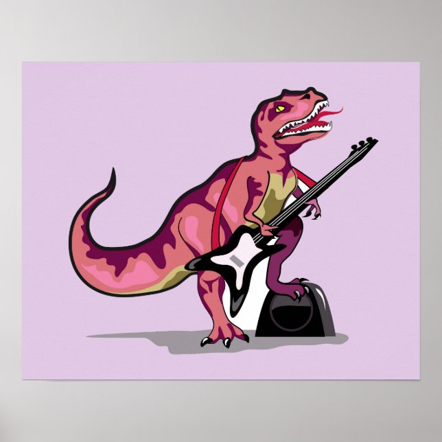 Poster Tyrannosaurus Rex Tocando Violão. (Frente)