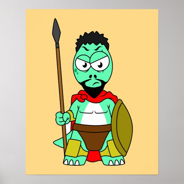 Poster Tyrannosaurus Rex Vestido Como Leonidas. (Frente)