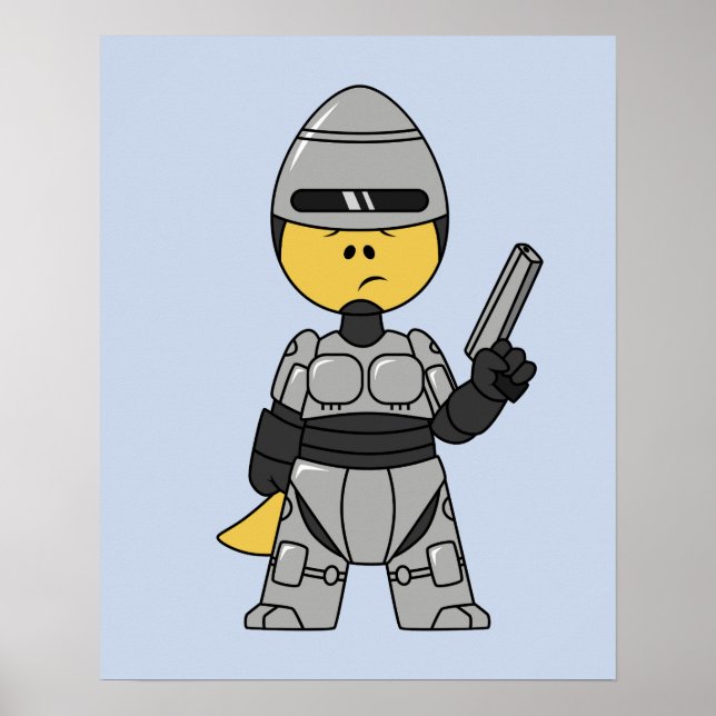 Poster Tyrannosaurus Rex Vestido Como Robocop. (Frente)