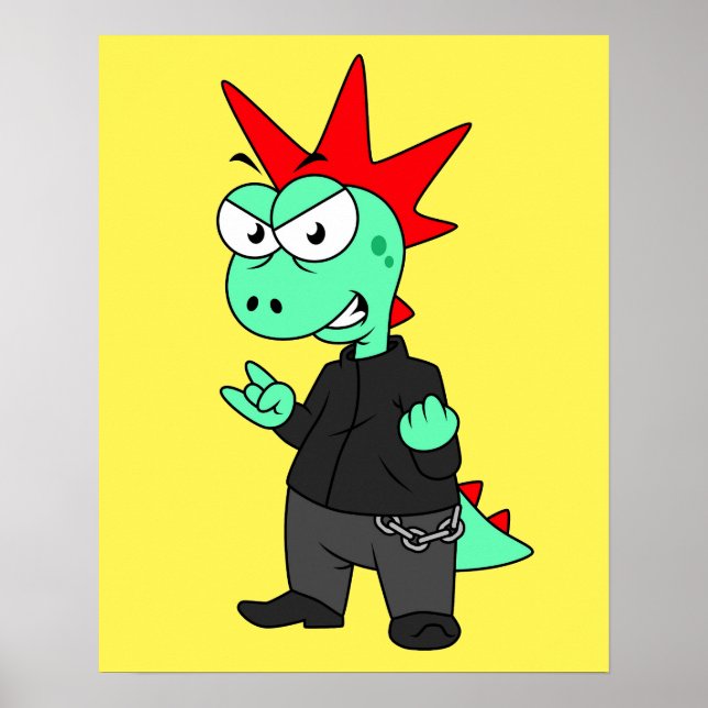 Poster Tyrannosaurus Rex Vestido Como Um Punk. (Frente)