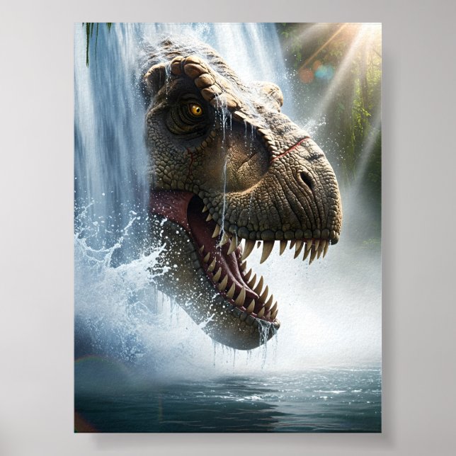 Poster Tyrannosaurus T Rex em cascata (Frente)