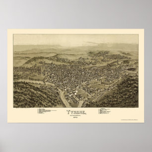 Poster Tyrone, mapa panorâmico do PA - 1895