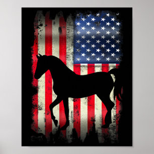 Poster U.A. Horse Vintage American Flag Funny Animal T Sh