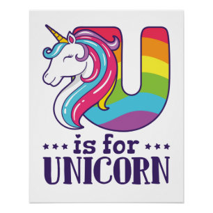 Pôster U é para Unicorn Alphabet