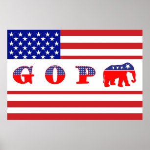 Pôster U.S. Bandeira - G O P - elefante