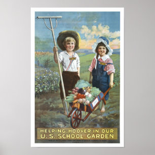 Pôster U.S. Escola Jardim, 1919. Propaganda do vintage