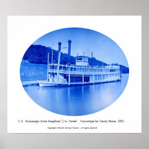 Poster U.S. Rio Mississípi Snagboat "J.G. Parke" 1885