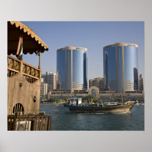 Poster UAE, Dubai, Dubai Creek. Dhow cruises channel