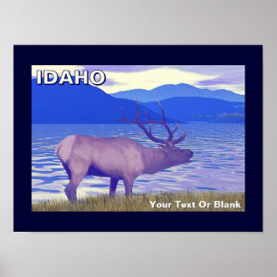 Poster Uapiti (Cervo canadense) junto ao lago