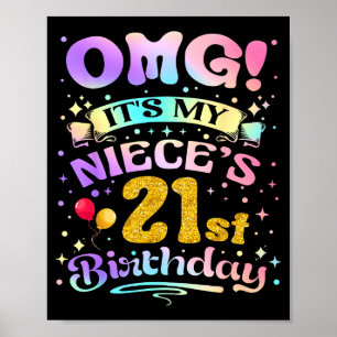 Poster Uau É o 21º Aniversário da Minha Sobrinha Feliz 21