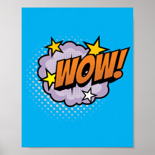 Poster Uau! Exclamação vibrante de quadrinhos de Pop de a