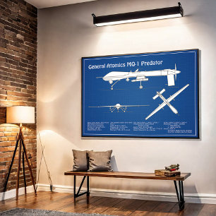 Poster UAV de Predador MQ-1 - ABD de Bluetooth de Avião