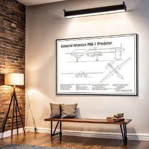 Poster UAV de Predador MQ-1 - BD de Bluetooth de Avião