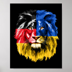 Poster Ucrânia Alemanha Bandeira Leão Deutschland Ucrania