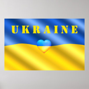 Poster Ucrânia - Apoio - Liberdade de Paz - Bandeira Ucra