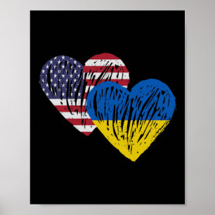 Poster Ucrânia Bandeira Americana Amor Coração