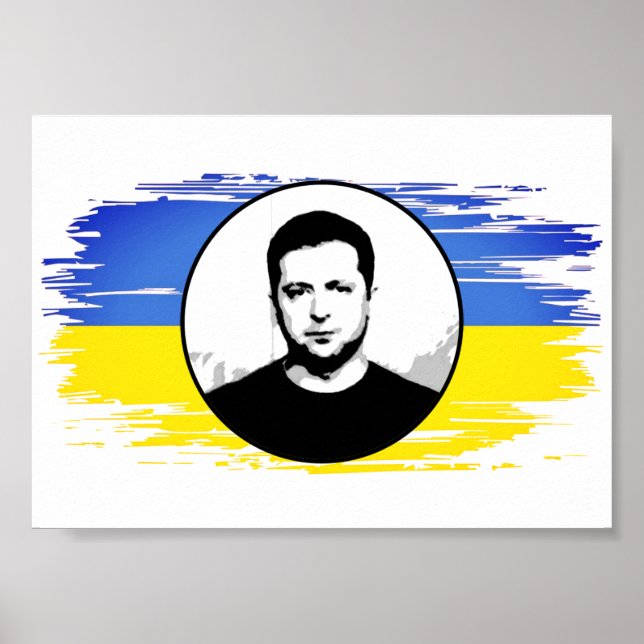 Poster Ucrânia Bandeira azul-amarela Zelenskyy (Frente)