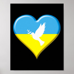 Poster Ucrânia Bandeira Ucraniana Coração Paz Pombo Apoio