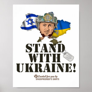 Poster Ucrânia Bandeiras de Israel Selenskyj Apoia a Ucrâ