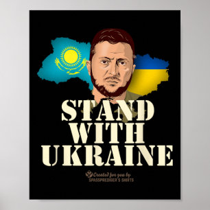 Poster Ucrânia Cazaquistão Volodymyr Zelensky Apoie U