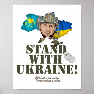 Poster Ucrânia Cazaquistão Zelenskyy Fique Com a Ucrânia