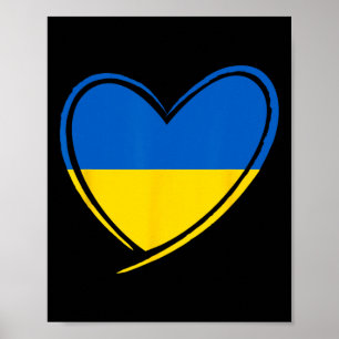 Poster Ucrânia Coração Bandeira Ucraniana Patriótico Home