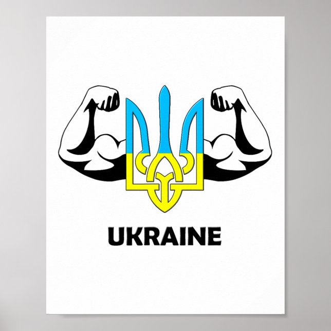 Poster Ucrânia É Poder! Emblema Da Ucrânia. Tridente.  (Frente)