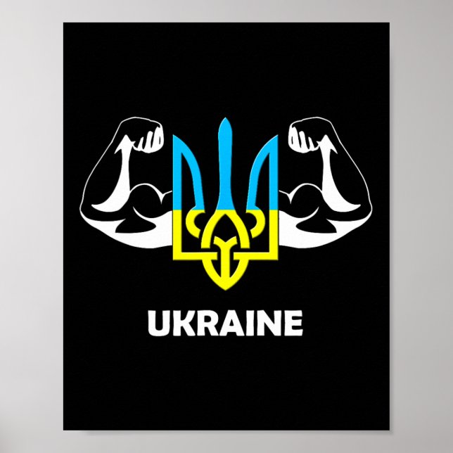 Poster Ucrânia É Poder! Emblema Da Ucrânia. Tridente. 1  (Frente)