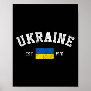 Poster Ucrânia Est. 1991 Bandeira da Ucrânia Dia da Indep