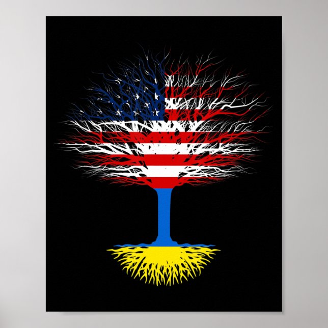 Poster Ucrânia Estados Unidos Bandeira América Ucraniana  (Frente)