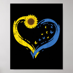 Poster Ucrânia Heart Sunflower Butterfly Ucraniana