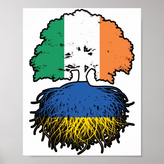 Poster Ucrânia, Irlanda Irlandesa, Bandeira de Raízes da  (Frente)