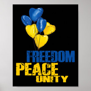 Poster Ucrânia Liberdade Paz Unidade Lloons Bandeira Ucra