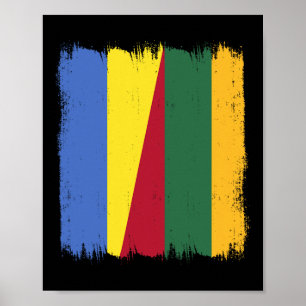 Poster Ucrânia Lituânia Meia Bandeira Ucraniano Lituano R