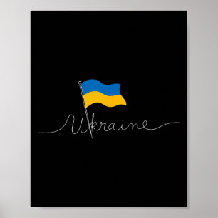 Poster Ucrânia Mastro de Bandeira Assinatura - Ucraniano