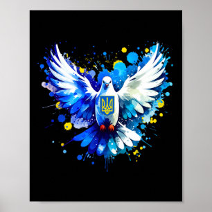 Poster Ucrânia Pombo da Paz Defenda a Democracia Fique co