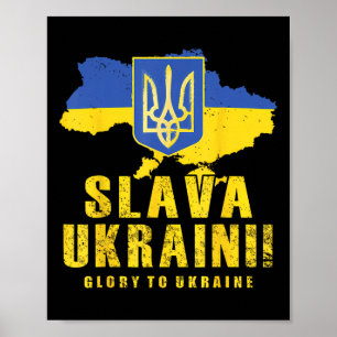Poster Ucrânia Slava Ukraini Tryzub Glória à Ucrânia Band